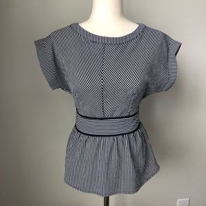 Striped with shirred waist top